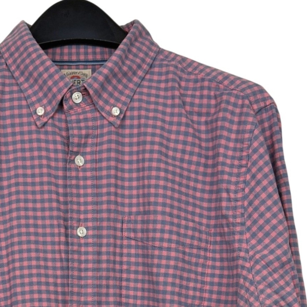Faherty THE MOVEMENT SHIRT Mens L Stretch Blue Rose Gingham Pink L/S Button Down
